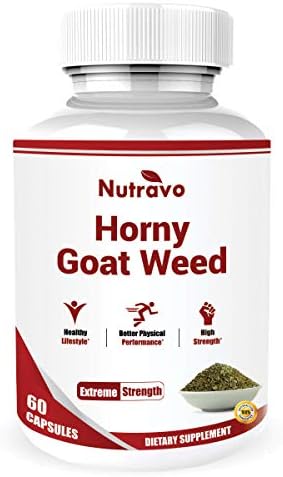 Nutravo 100% Natural Horny Goat weed extract capsules for healthy lifestyle, Better physical performance, High Strength and traditionally used to support sexual health - 60 Capsules