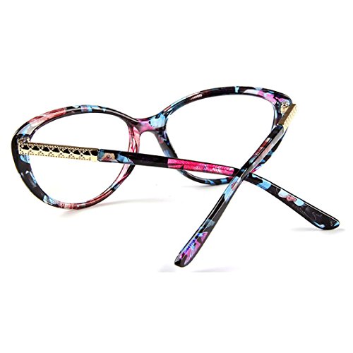 D.King Women Fashion Cat Eyeglasses Frames Clear Lens 56mm Flower - Thumbnail 4