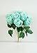 Sweet Home Deco 16'' Silk Rose Artificial Flower Bouquet (12 Stems/12 Flowers) Wedding Home Decorations (Teal)