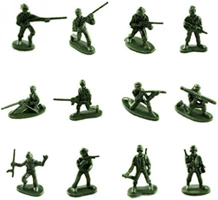 Dojore Pack of 20 Plastic Green Toy Military Soldiers. 1:72 Table Top Mini Figures. Different Poses Army Minifigs. Random Designs Sent.