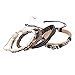 MJartoria Unisex PU Leather Hemp Cords Beaded Multi Strands Adjustable Wrap Bracelets Set of 4