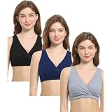 Entyinea Women's Maternity Nursing Bra Maternity Bralette Breastfeeding Cotton Pregnancy Bras Beige 44