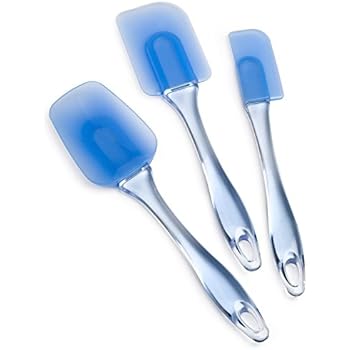 Wilton Easy Flex Silicone Spatula Set, Your Go-To Tools for Mixing, Folding, Scraping, Cooking and Serving., Blue, 3-Piece