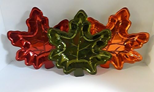 FALL AUTUMN HALLOWEEN DECORATIVE MAPLE LEAF CANDY DISHES SET OF 3 COLORS RED GREEN AND BURNT ORANGE OR USE THEM AS WALL…