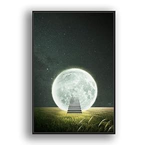 Framed Canvas Wall Art for Living Room, Bedroom Moon with Bright Canvas Prints for Modern Home Decoration Ready to Hang - 16"x24" inches