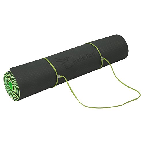 FrenzyBird Eco-Friendly,Reversible,Non-Slip,Double-Sided TPE Yoga Mat with Stretch Strap,Carry Strap and Mat Bag, Free of PVC and Other Harmful Chemicals, Extra-Thick,Ideal for Yogis