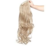 Claw Ppnytial Clip in Pony Tail Hair Extensions Real Natural Human Made Top Synthetic Fibre Hair Curly Straight Haripiece fpr Women (24 inches-curly, dark blonde mix bleach blonde)
