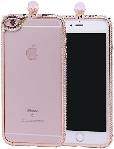 iPhone 6 Plus Case TycoonYu Metal Frame Bumper Big Gem Sparkle Crystal Diamond Luxury Shining Bling Angel's Wing Case for iPhone 6 Plus (Wing Rose Gold 5.5)