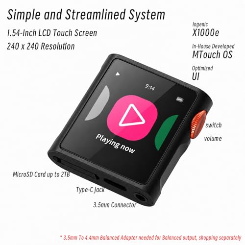 SHANLING M0 Pura Reproductor de música HiFi, reproductor MP3 de alta resolución, DAC/AMP, 2X CS43131 DAC, Bluetooth 5.0, control por APP, LDAC/SBC/AAC, conector 3.5mm/Type-C, compatible con USB Audio