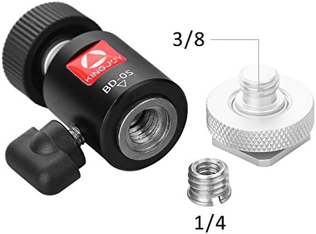 Tripod Mini Ball Head, Kingjue Aluminum Camera Mount and Hot Shoe Adapter for Cameras, Camcorders, Smartphone, Gopro, LED Video Light