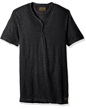 Men's Raw Edge Y Neck Henley Shirt