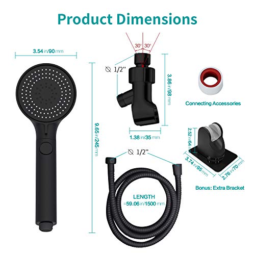 MIAOHUI Shower Head with Hose and on off Switch, 3 Setting High