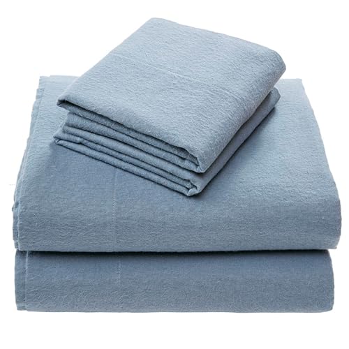 Comfort spazi – Lenzuolo di flanella di cotone Set, Solid Blue, Coppia