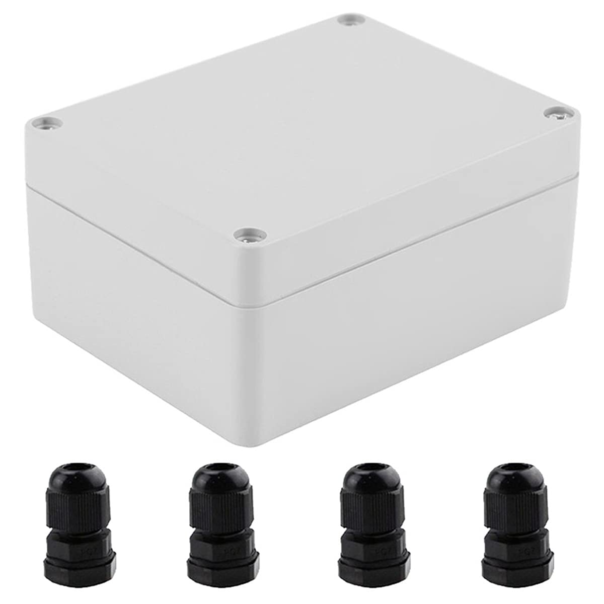 Youmile Electronic Project Box 100 x 68 x 50mm IP65 Waterproof ABS Plastic Junction Enclosure Box for Outdoor Junction with 4PCS PG7 Cable Gland