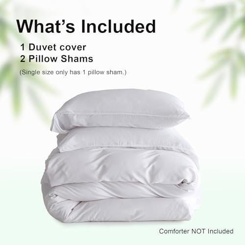 Simple&Opulence Duvet Cover King Size 100% Viscose Derived from Bamboo, 3 PCS Pure Breathable Cooling Silky Soft Bedding for Hot Sleepers Moisture-Wicking Comforter Cover Set, White