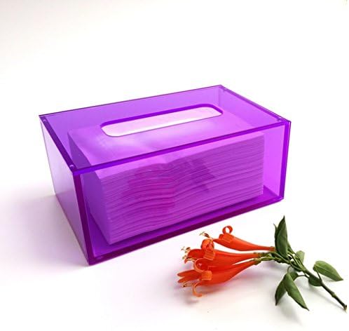 Yxsd High-Grade Acrylic Tissue Box Home Draw by Hand Tissue Box Cover 22.6 12.6 8.4 cm (Color : Purple)