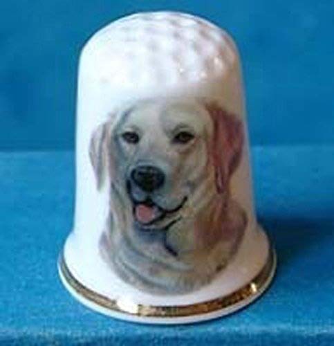 Porcelain China Collectable Thimble -- Golden Labrador Dog