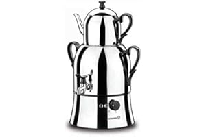 korkmaz Caykolik Samovar Stainless Steel Electric Turkish Tea Maker Tea Machine 220v EU Plug (2.8L + 1.1L)