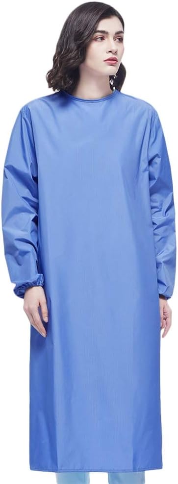 Icegrey Long Sleeves Waterproof Medical Gown Surgical Gown High Temperature Resistance Isolation Gowns Reusable Anti-Static Lab Gown Blue 1 Pc S