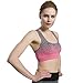 Women's Sports Bras Wire Free High Impact Support Seamless Yoga Bra with Removable Cups (Large, Pink Grey)