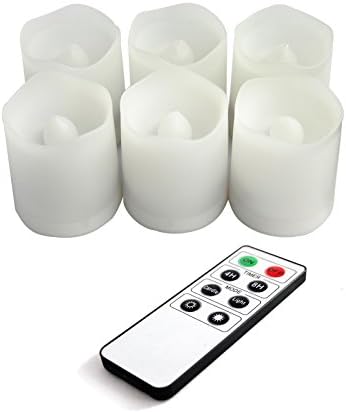 EcoGecko Remote Controlled Round Melted Edge Flameless LED Votive Candles, Set of 6