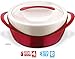 Pinnacle Large Insulated Casserole Dish with Lid 2.6 qt. Elegant Hot Pot Food Warmer/Cooler -Thermal Soup/Salad Serving Bowl Stainless Steel Hot Food Container–Best Gift Set for Moms –Holidays Red