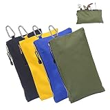 HRX Package Canvas Tool Zipper Pouches, 4pcs Heavy Duty Tool Bags Sturdy Utility Bags with Tough Metal Carabiner (11.8 x 7 inches)