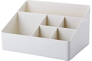 Granvela Home Organizer Bedside Table Organizer Makeup Organizer |Cosmetics Storage Box - 6 Compartments (White)