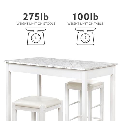 Linon White Piece Faux Marble Tavern Set in Oman Whizz Table