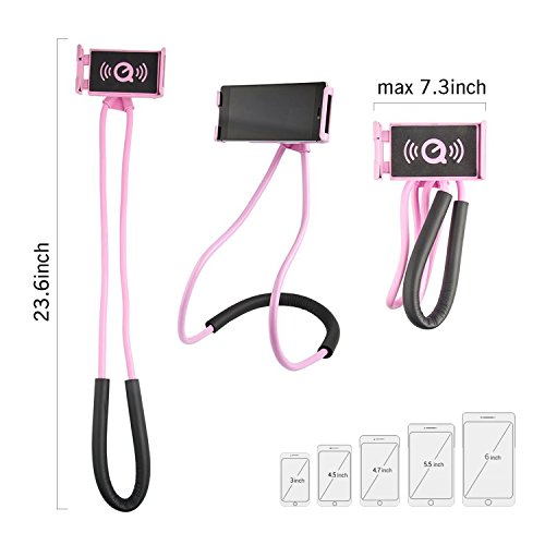 NCElec Neck Cell Phone Holder for Desk Bed,Bike and Motorcycle Phone Mount,Universal Lazy Bracket Mobile Phone Stand Holder (Pink)