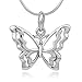 CHUVORA 925 Sterling Silver Open Filigree Beautiful Butterfly Pendant Necklace for Women, 18 Inches Chain