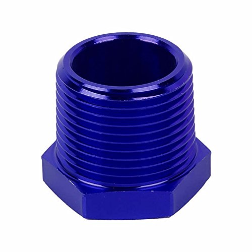 Blue Aluminum Anodize Finish 1" Male to 3/4" Female NPT Bushing Reducer Pipe Fuel Fitting Adapter - Thumbnail 2
