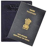 INDIA Black Leather Passport Wallet / Cover (Black, Leather)