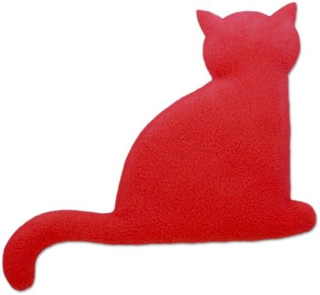 Leschi Wheat Bag microwavable, unscented/Heat Pack for Stomach and Lower Back/Animal: Cat Minina, Sitting, red