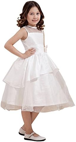 EnjoyDress Tea Length White Flower Girl Dresses Kid Party First Communion Dress (12)