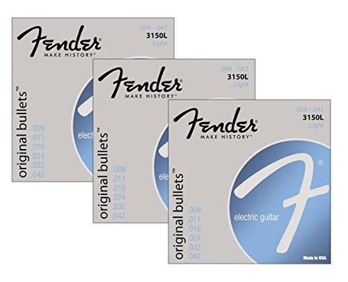 Fender 3150L Original 150 Pure Nickel Bullet-End Electric Guitar Strings - Light 3-Pack