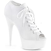 denova's Women's Canvas 6in Very High Heel Lace Up Platform Pole Dance Ankle Boot with Zipper