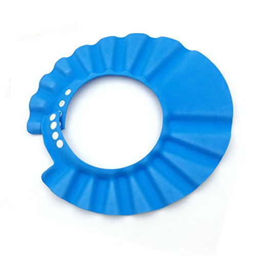 YETOOME Baby Bath Visor and Shower Cap - Safe Shampoo Shower Bathing Protection Bath Cap Soft Adjustable Visor Hat for Children Toddler Baby Kids (Blue) - Thumbnail 5