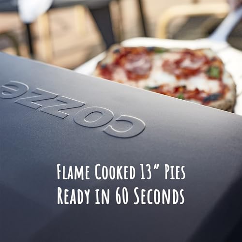 Cozze 13 Inch Gas Pizza Oven with Rotating Pizza Stone – 28mbar Propane Outdoor Pizza Oven, Portable Durable Build, Fire & Stonebaked Pizzas, Triple Burners, Inbuilt Thermometer, Gas Hose & Regulator