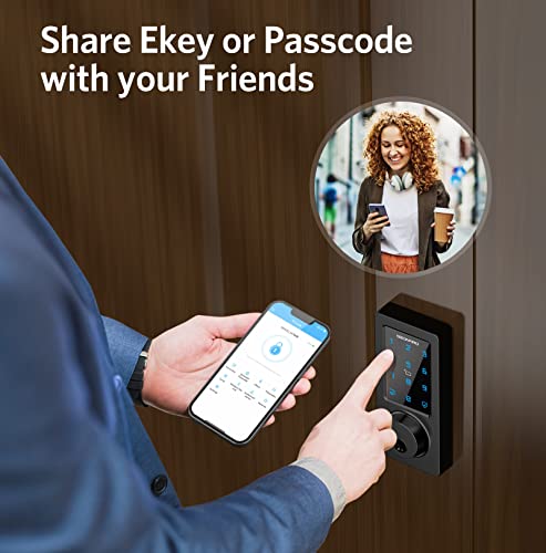 Keyless Entry Door Lock - Smart Deadbolt Lock with Bluetooth App, Electronic Keypad, IC Card, Spare Keys, Security Waterproof Smart Lock Easy Install USB Ideal for Home Use, Apartment, Office, Hotel