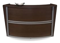OFM Marque Series Single-Unit Curved Reception Station, Walnut