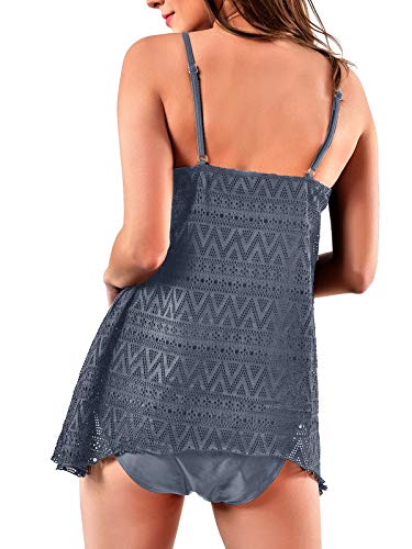 image for Zando Women's Ruffle Long Torso Tankini Set Swimwear Two Piece Skirt R