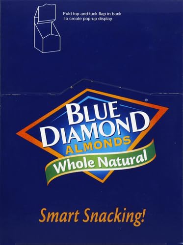 BLUE DIAMOND ALMONDS, WHOLE NATURAL FLAVORED SNACK NUTS, SINGLE SERVE BAGS (1.5 OZ. TUBES, PACK OF 12)
