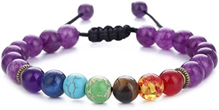 CLIDOU 8mm Lava Rock Gemstone Bracelet Chakras Natural Stones Yoga Reiki Prayer Bracelet Adjustable