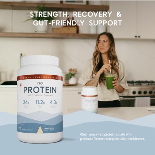 North Coast Naturals- Grass Fed Iso Protein 100- Whey Protein Powder Fortified with the prebiotic inulin and probiotic – 680 g- Unflavoured
