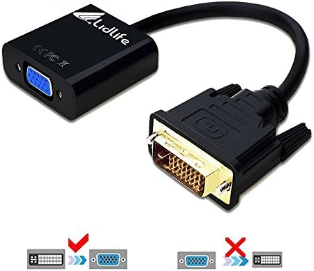 DVI to VGA Adapter , Lidlife E0309 DVI-D Link 24+1 male to VGA Female Digital Video Cable Gold Plated Support 1080P for Gaming, DVD, Laptop, HDTV and Projector