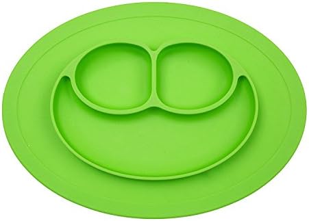 Silicone Kids Placemat, Table Suction, Fits Most Highchair Trays, Dishwasher, Microwave Safe, FDA Approved BPA Free (Green)