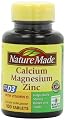 Nature Made Calcium Magnesium and Zinc Dietary Supplement Made With Vitamin D 300 Tablets per Bottle