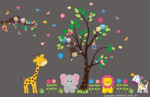 Nursery Wall Decal - Wall Stickers Nursery - Baby Room Decor - Kids Room Animal Stickers - Jungle Animal Wall Decals - Baby Nursery Decorations - Kids Room Stuff
