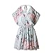 Famulily Women's Cute Summer Beach Cold Shouler Flower Print Short Jumpsuit Romper(M)